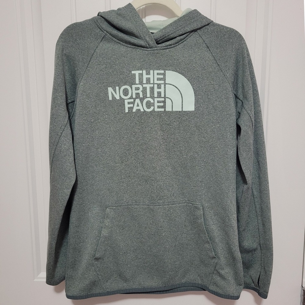 The North Face Women's Size M Green Gray‎ Hoodie Sweatshirt Pullover Pocket